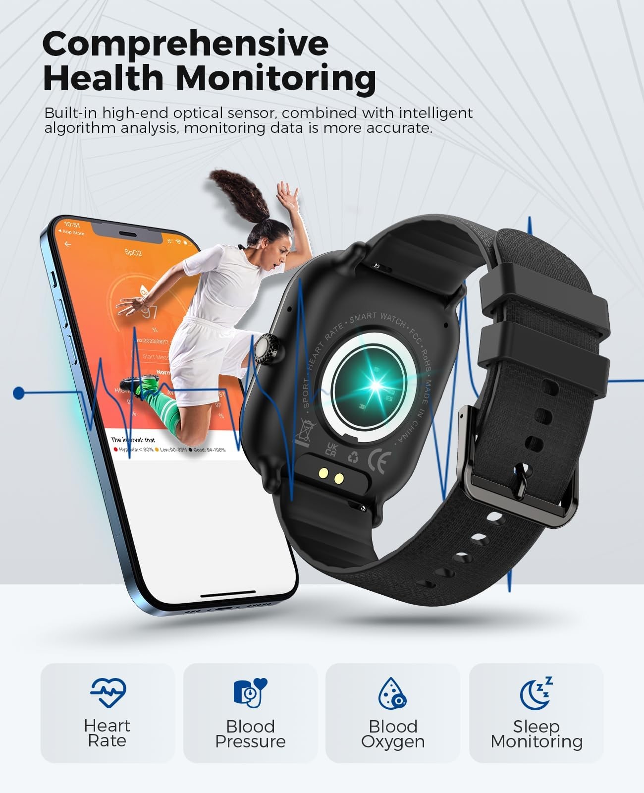 Smartwatch(Answer/Make Call), AMOLED Smart Watches for 1.96 inches, Black