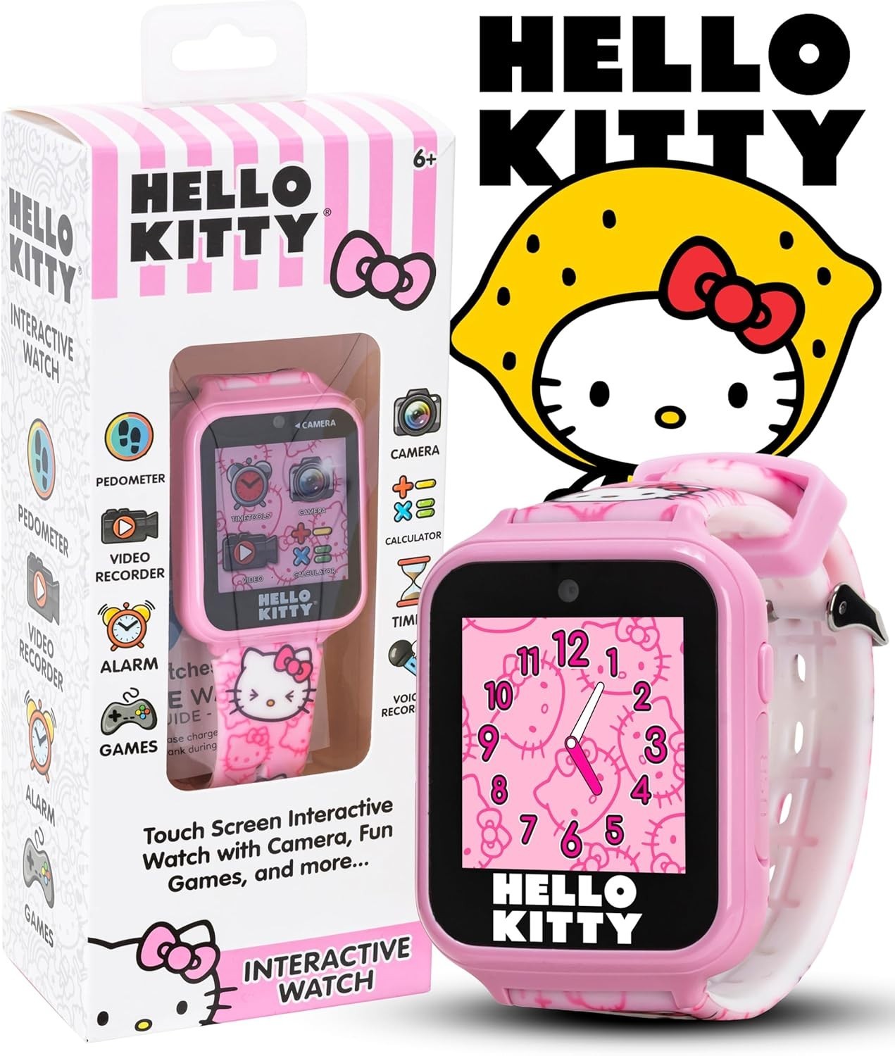 Hello Kitty Kids Smartwatch – Interactive Touchscreen with 10 Watch Faces, Ca…