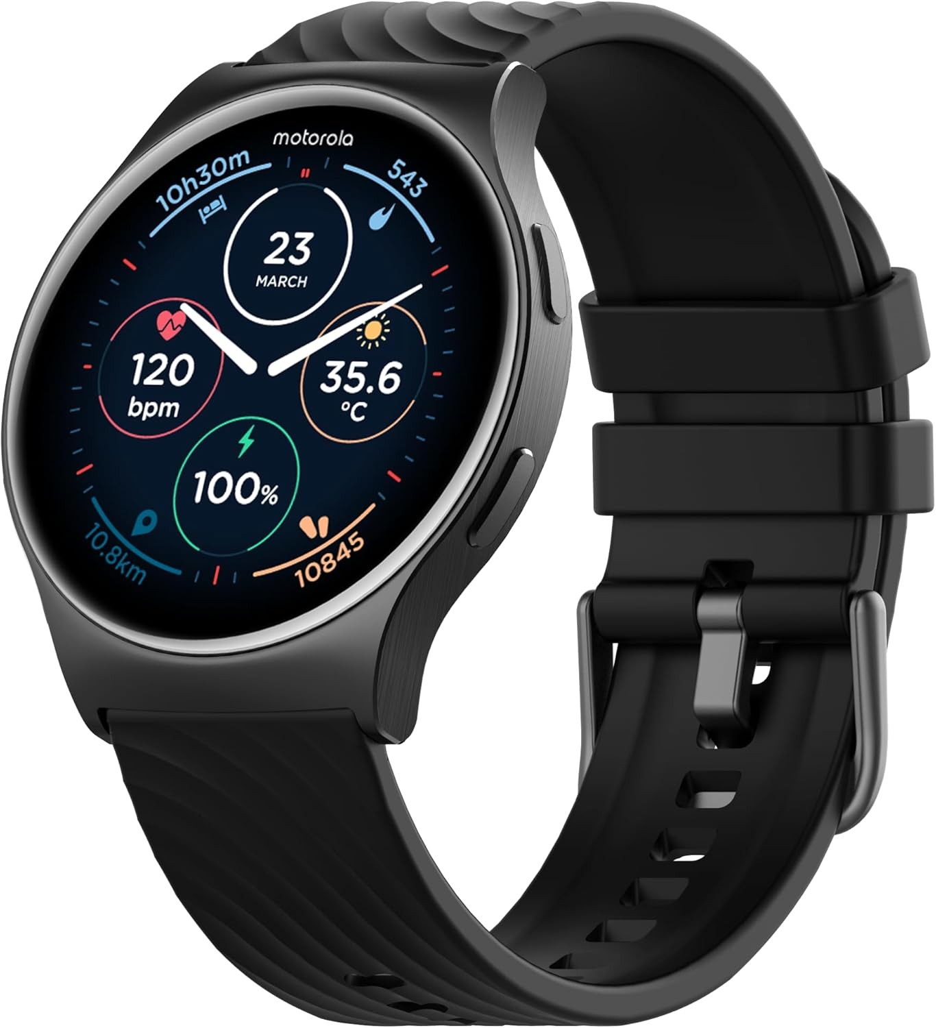 Motorola Moto Watch 120 – Premium Bluetooth AMOLED Smartwatch – Phantom Black