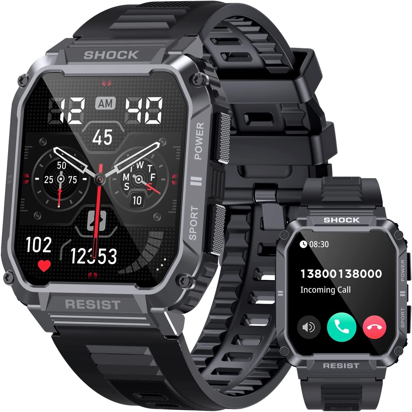 SMART WATCH New Military IP68 Waterproof Answer/Make Calls for iPhone & Android
