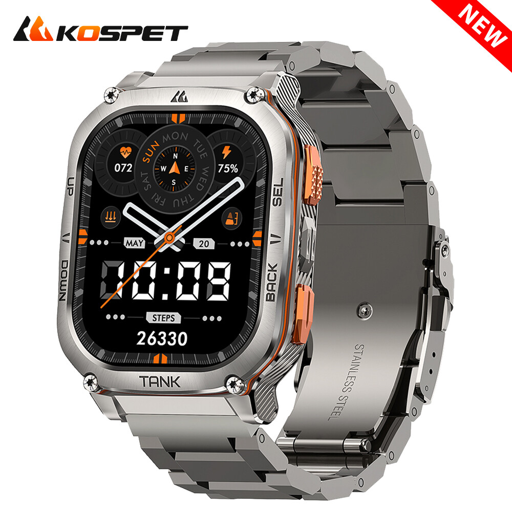 Original KOSPET TANK M3 Smart Watch Men Smart Watches 480mAh 5ATM Waterproof