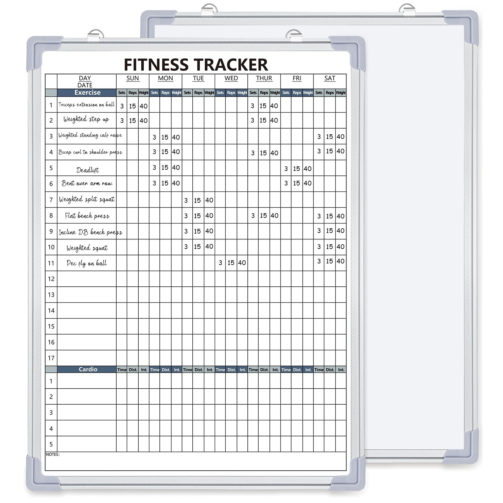 Lincia 24×18 Fitness Tracker Whiteboard Workout Calendar Home Gym Dry Erase Plan