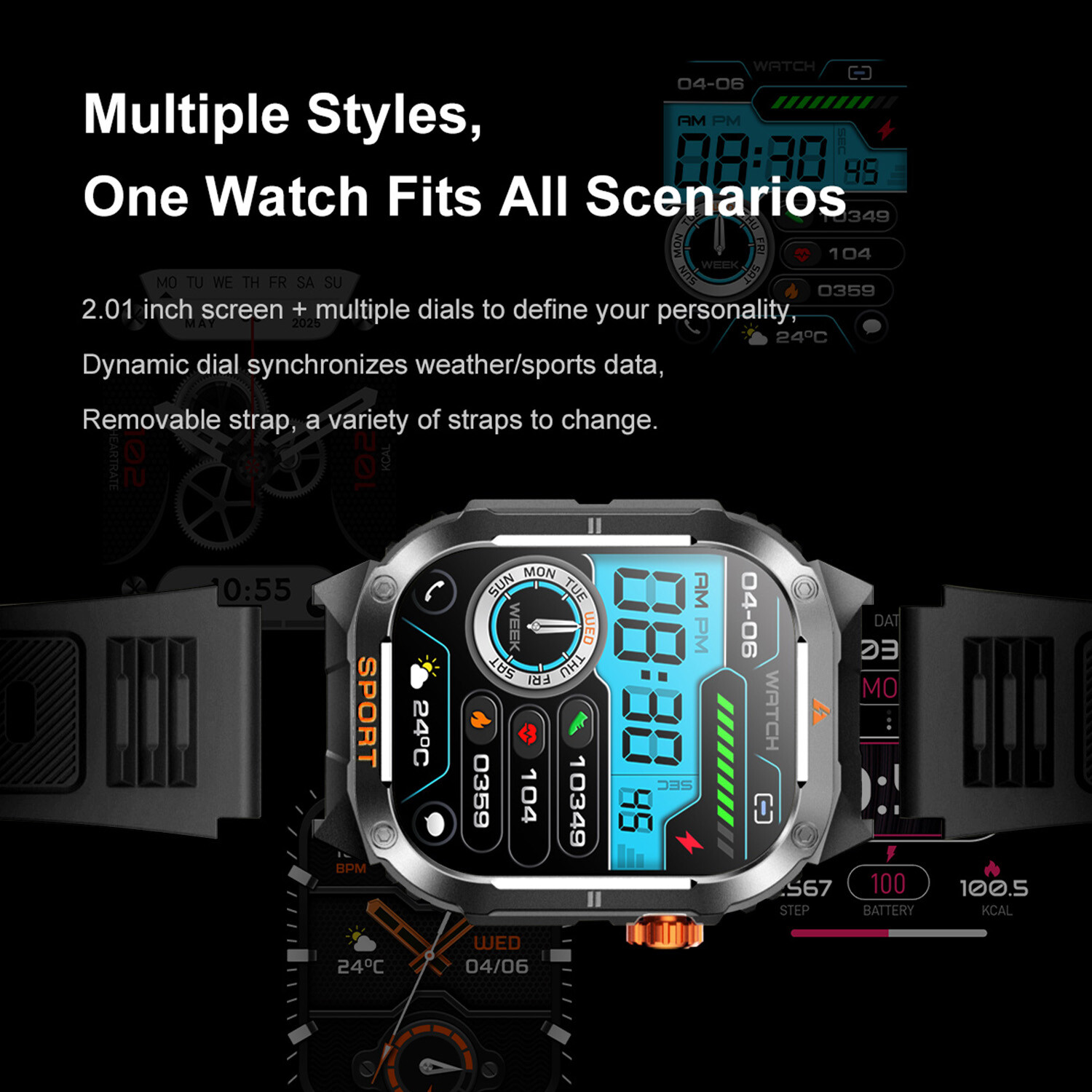 Military Smart Watch for Men(Call Receive/Dial)Rugged Tactical Fitness Tracker