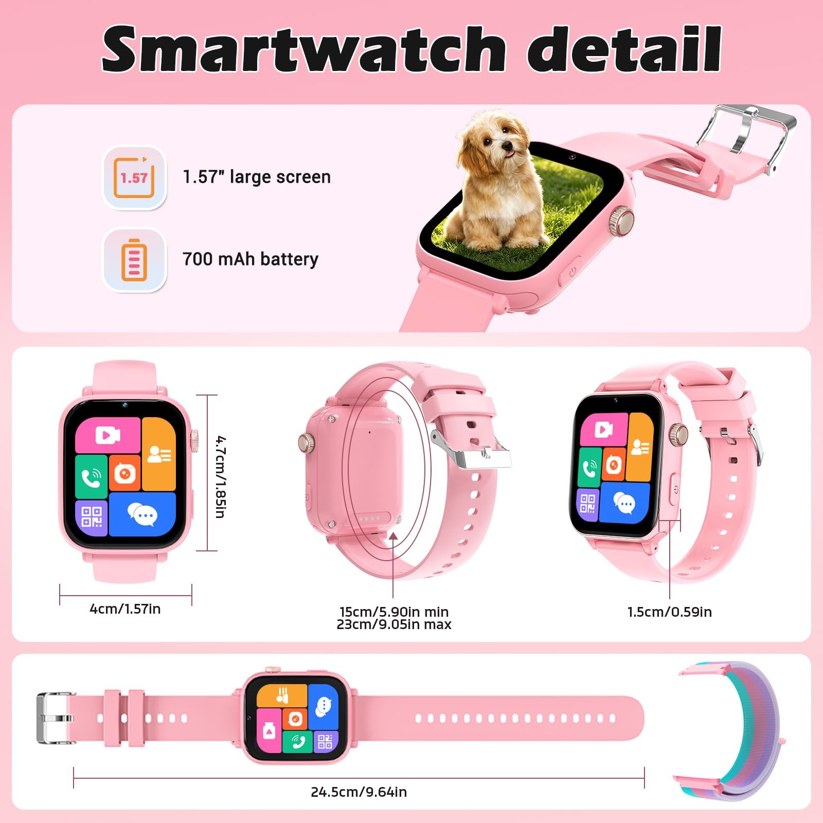 for Girls Boys 4g GPS Text-for Game Pedometer Alarm Clock Calculator-Kid Watc…
