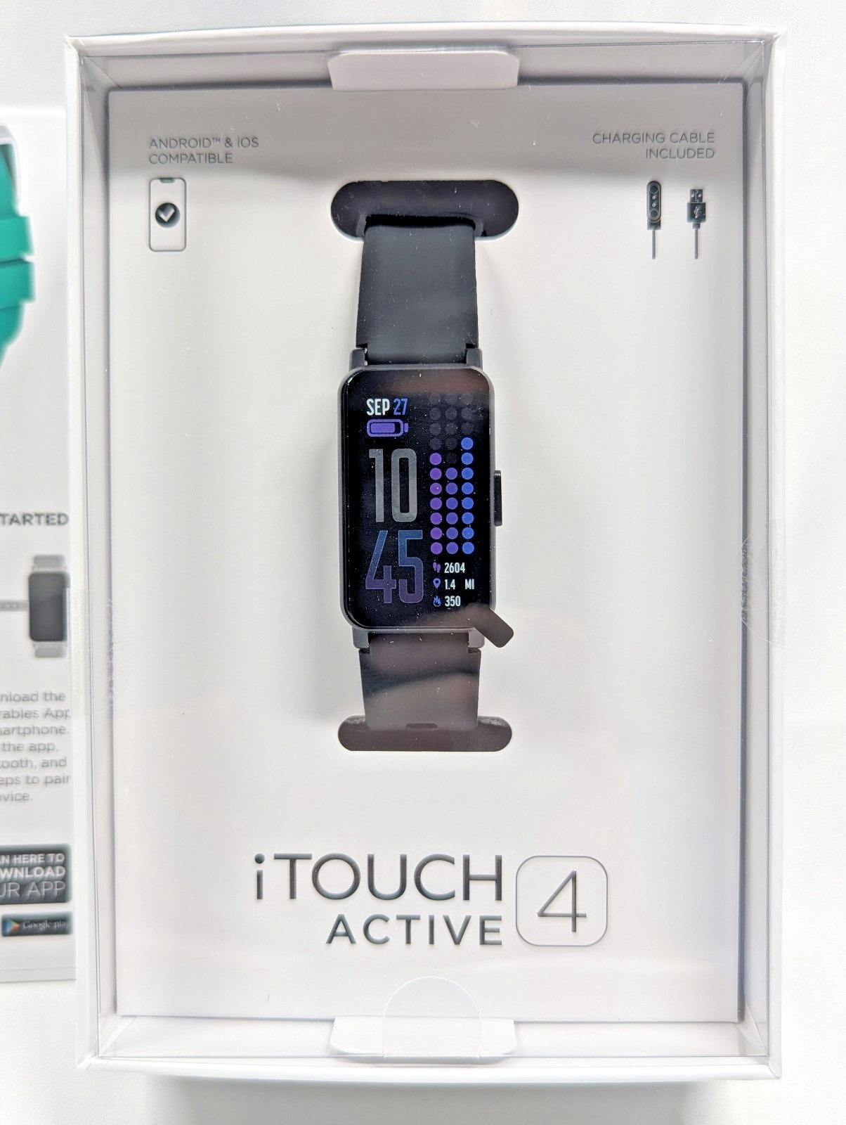 iTouch Active 4 Fitness Tracker Black Heart Rate Monitor TC4S01-21 New Free Ship