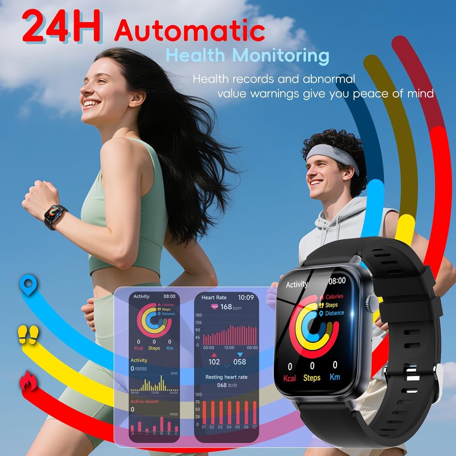 Smart Watch for Men Women Answer/Make Call, 1.85″ HD Fitness Tracker with 24/7 H
