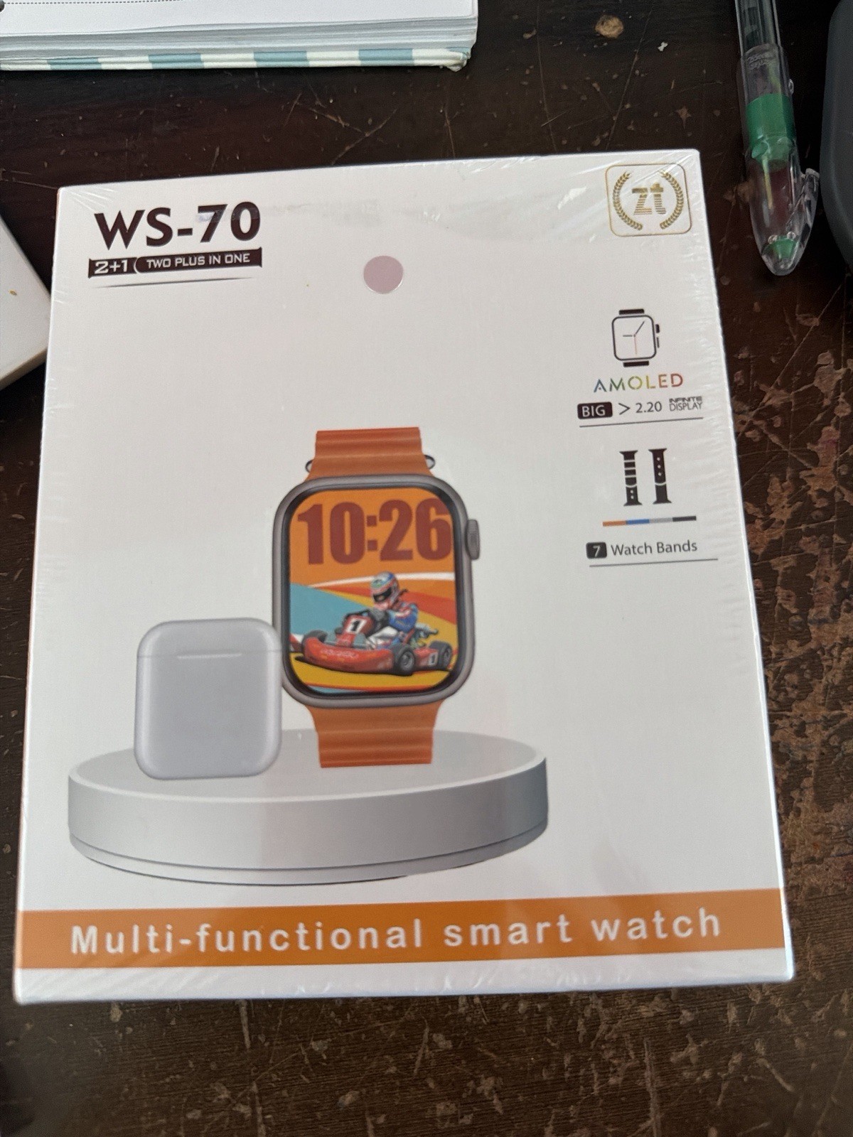 WS-70 2+1 Multi-Functional Smart Watch with Earbuds and 7 Watch Bands