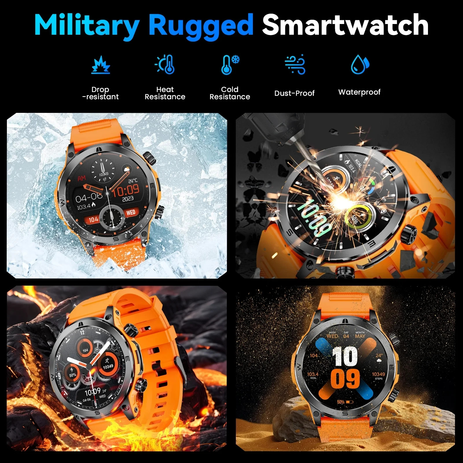 Haulvean 1.43-inch AMOLED Men’s Military Smart Watches, with Answer/Make Calls/1