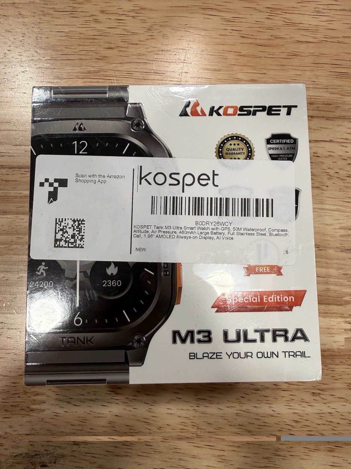 KOSPET TANK M3 Ultra GPS Smart Watch Men Military Rugged Waterproof smartwatch