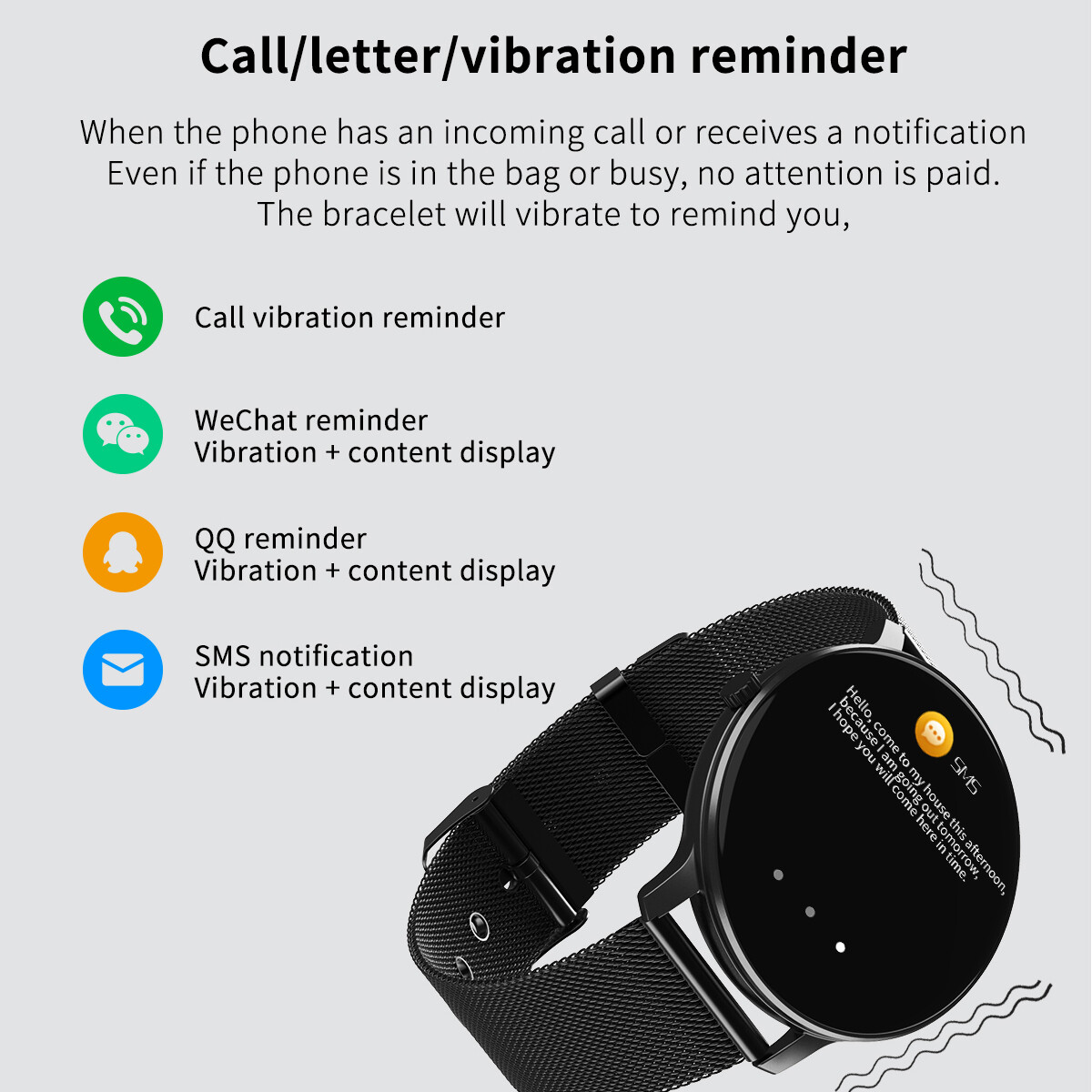 Fitness SmartWatch Bracelet Bluetooth Watch Message Notification for Android iOS