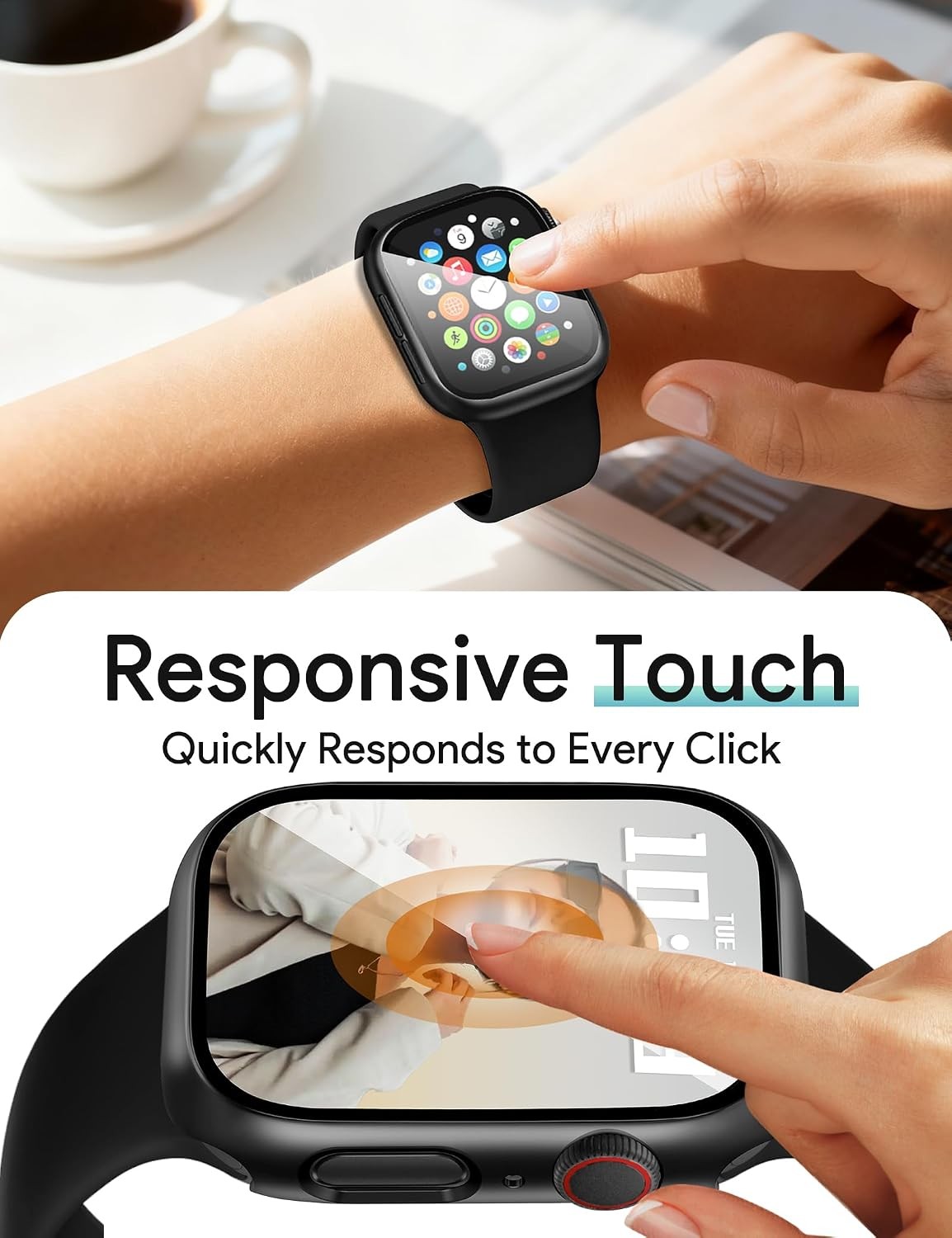 2 Pack of HD Tempered Glass and Hard PC Case for Apple Watch 40mm Series 6/5/4