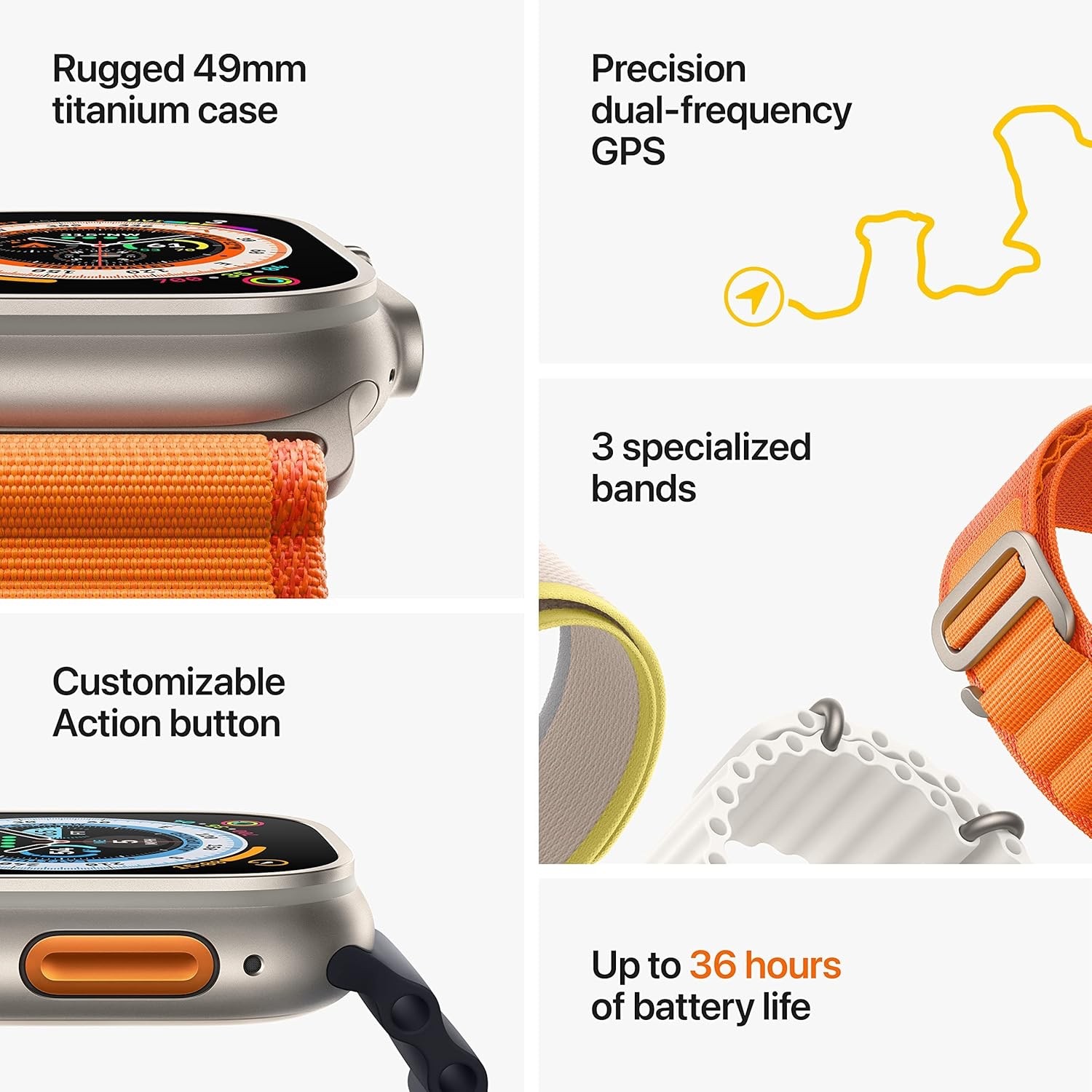 Apple Watch Ultra 1 49mm Titanium Case with M Orange Alpine Loop