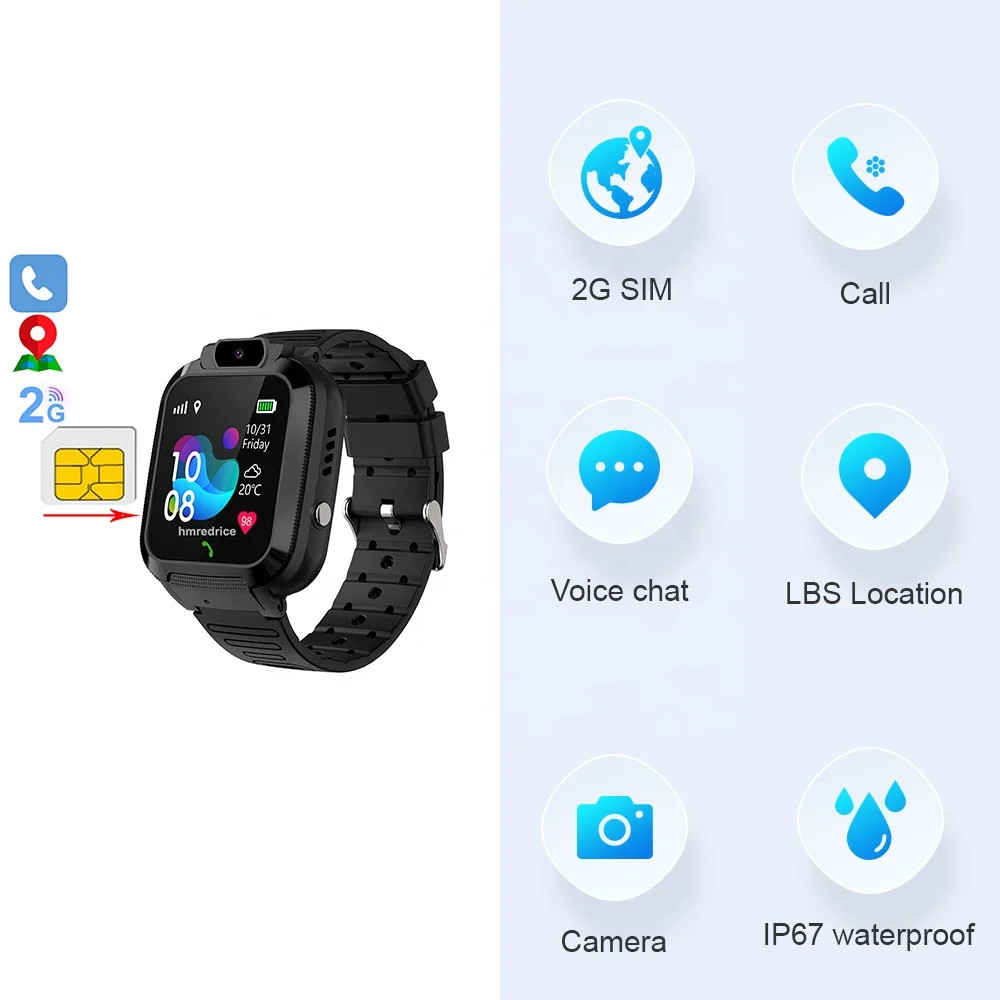 KIDS Smart Watch with SOS Button IP67 Waterproof TFT Display Magnetic Charging