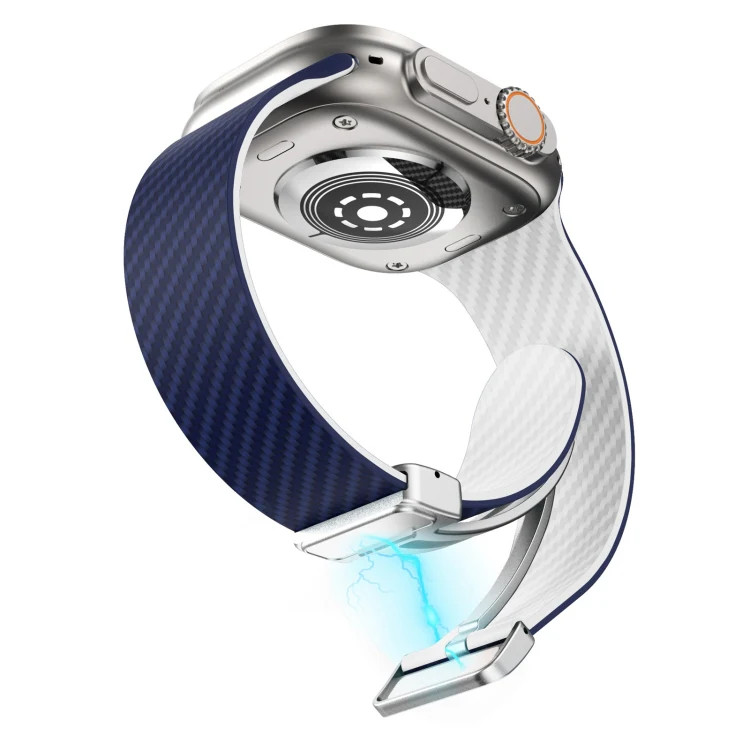 Carbon Fiber Magnetic Silver Buckle Watch Band, For Apple Watch SE 40mm, For App