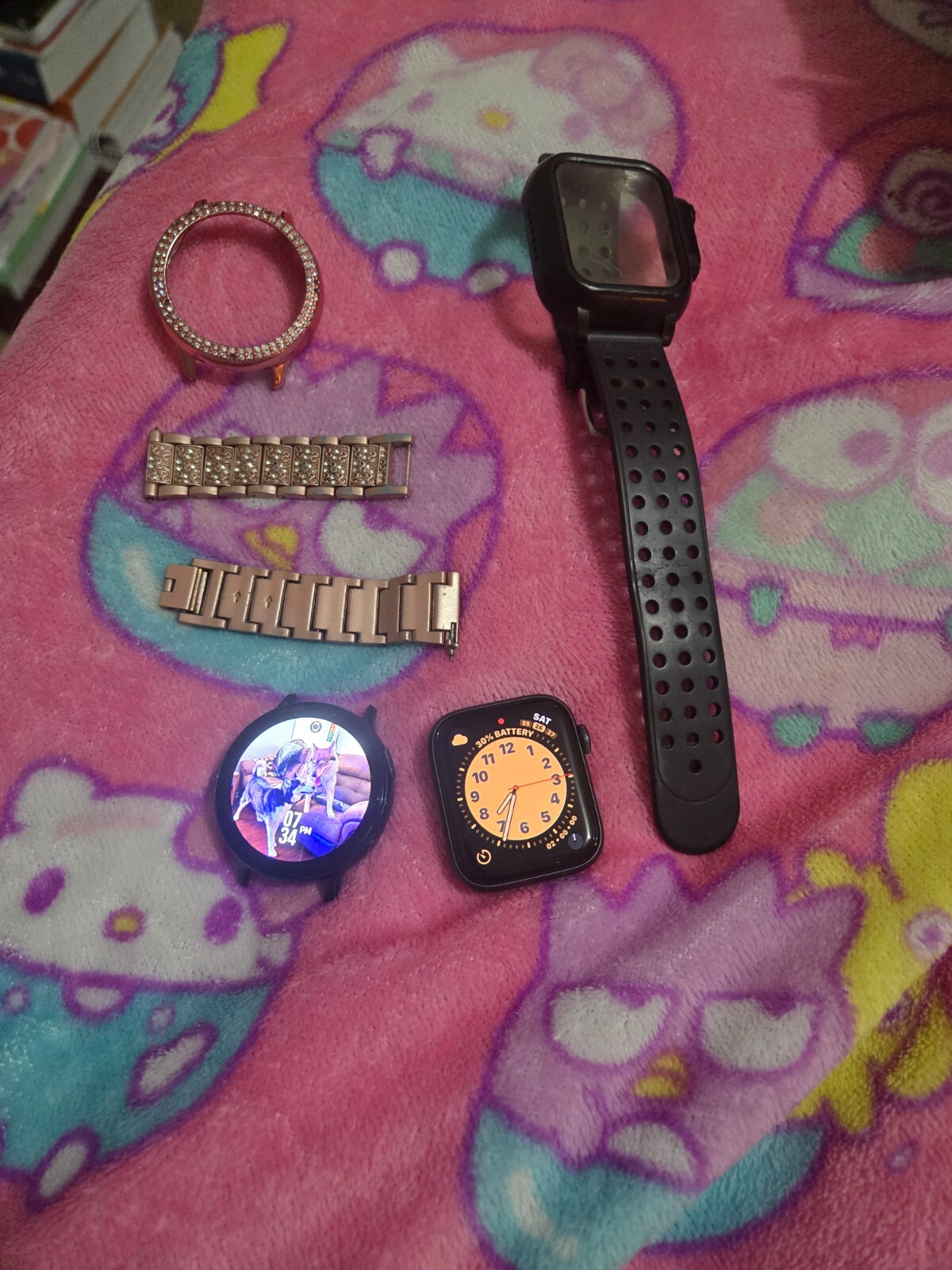 Samsung Galaxy Watch Active 44mm With Pink Band. 100 Dollars For Band And Watch