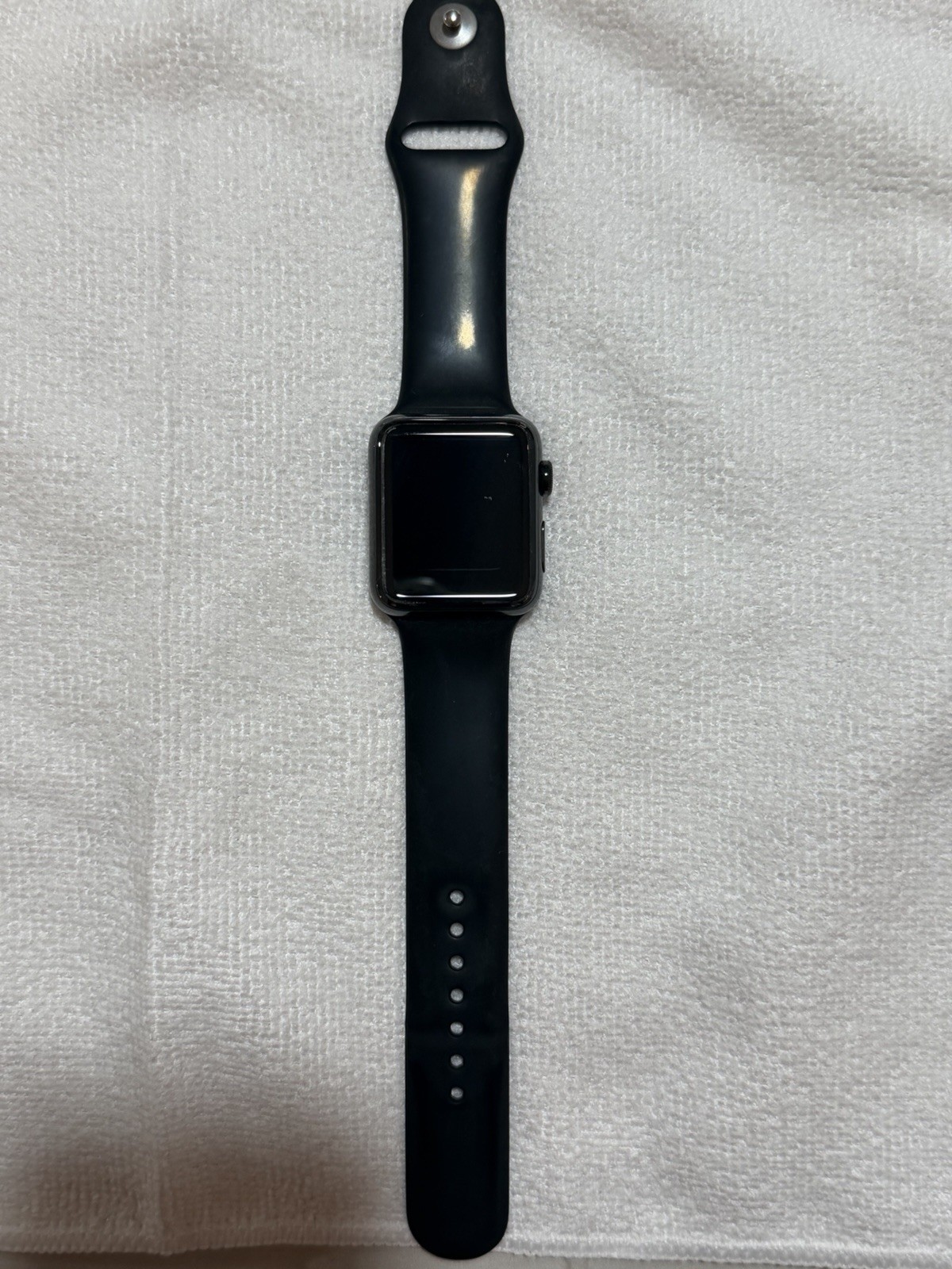 Apple Watch Series 3 42mm Stainless Steel Black Case Black Silicone Band GPS 8GB
