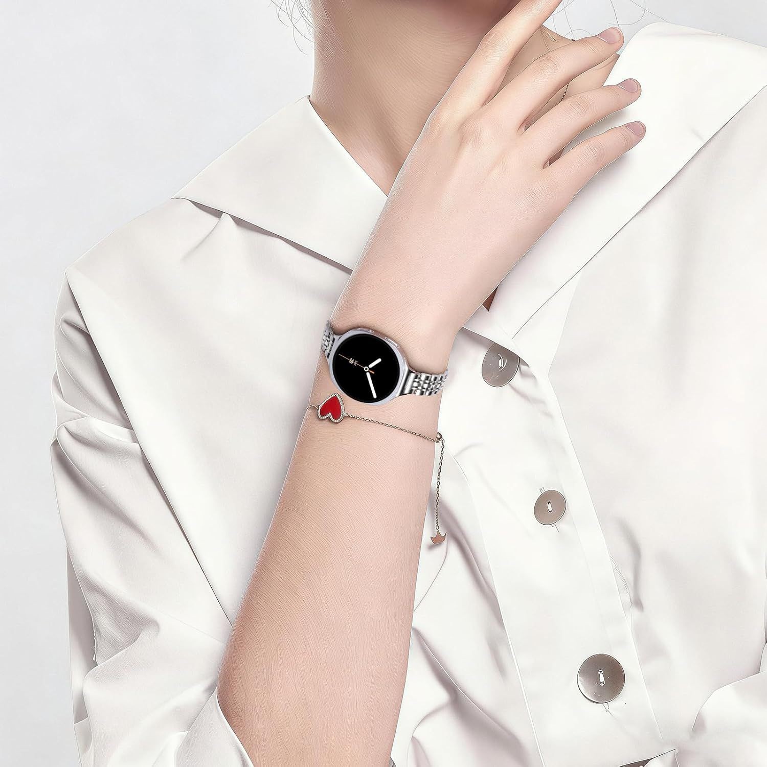 Sleek Stainless Steel Band for Samsung Galaxy Watch 8 40mm, Stylish Replacement
