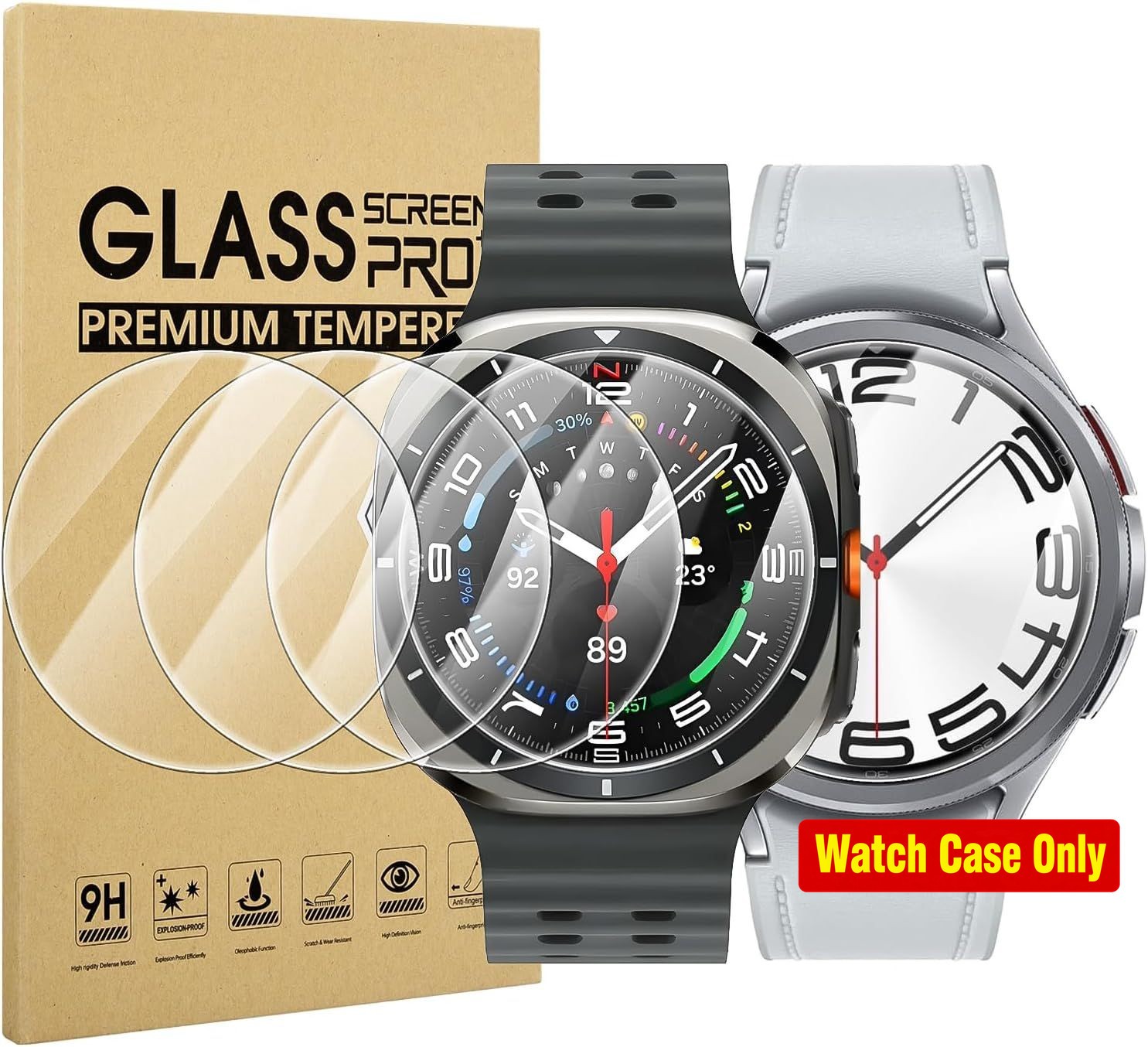 4-Pack Tempered Glass Screen Protectors for Galaxy Watch 6 Classic 47mm