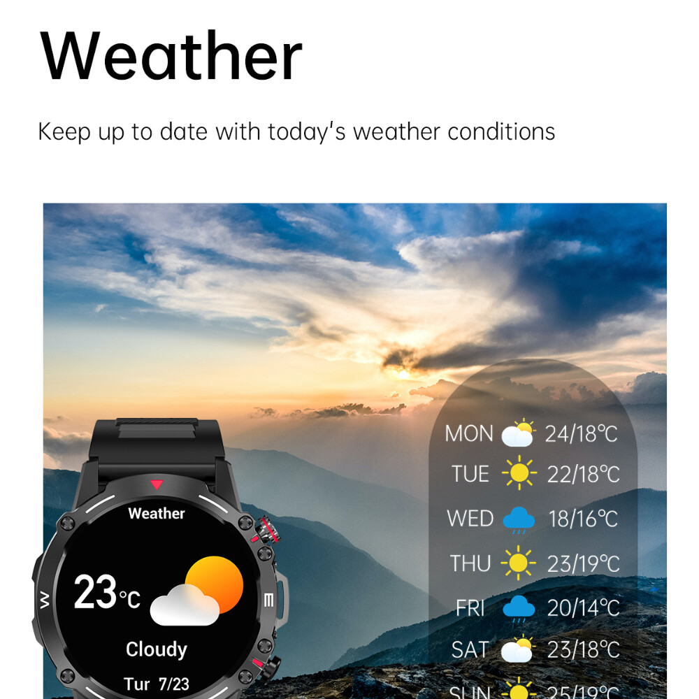 2025 Military AMOLED Smart Watch Bluetooth Call NFC Rugged Sport Fitness Tracker
