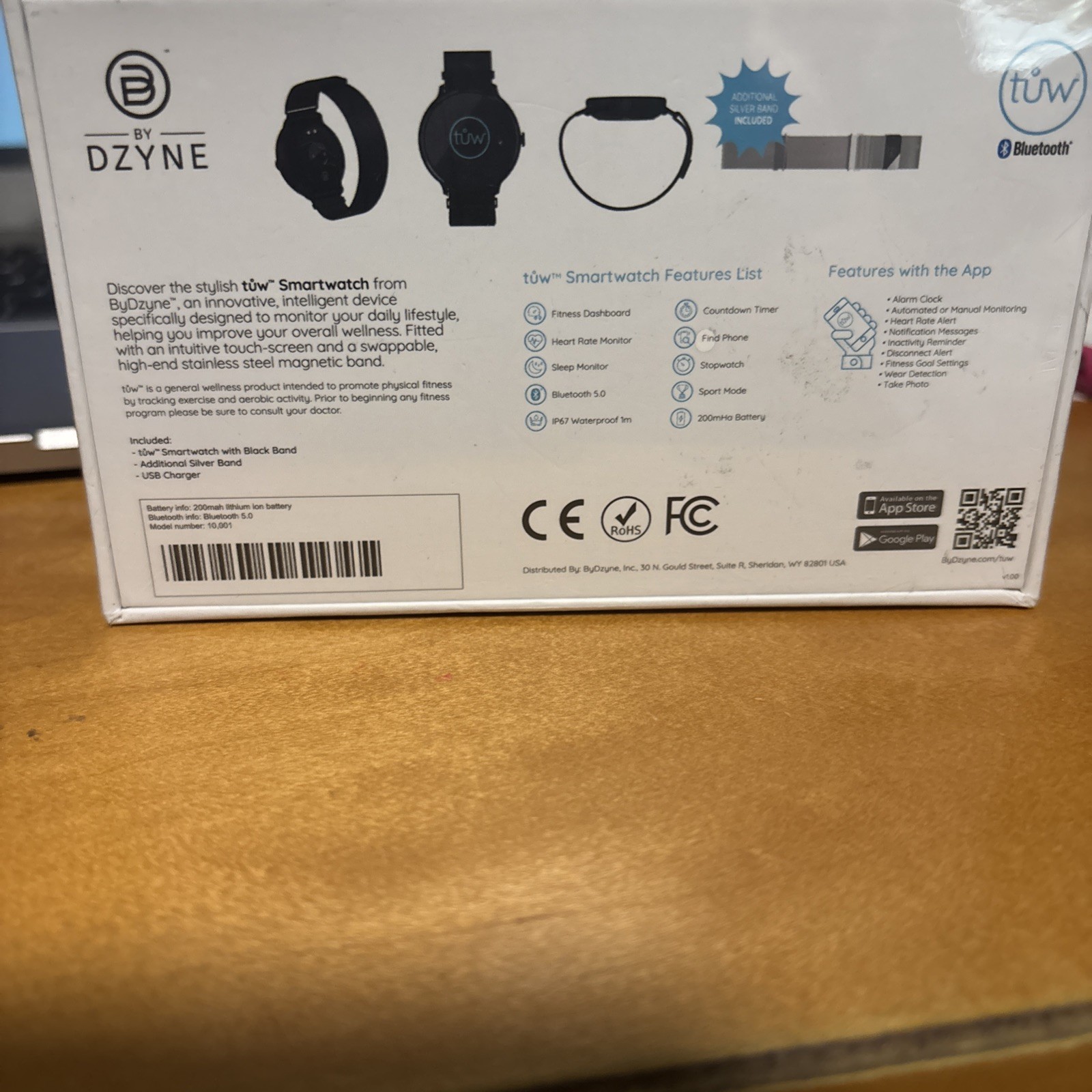 tuw Smartwatch Tracking Your Wellness DZYNE Bluetooth Extra Band USB