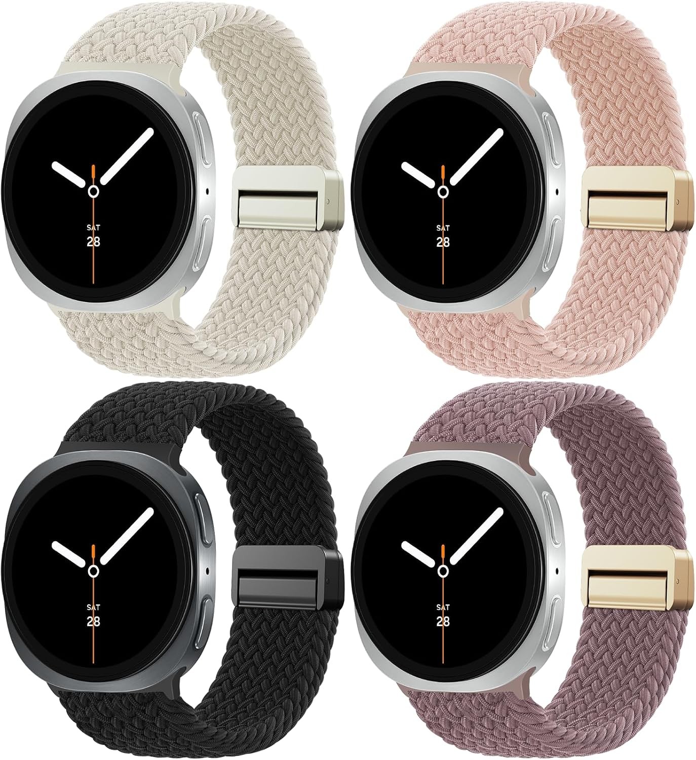 4 Pack Nylon Bands for Samsung Galaxy Watch 9/8 40 44mm & 8 Classic 46mm