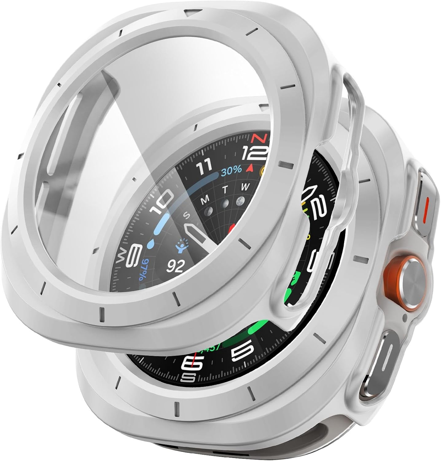 Tempered Glass Durable Case for 47mm Samsung Galaxy Watch Ultra Accessories, Whi
