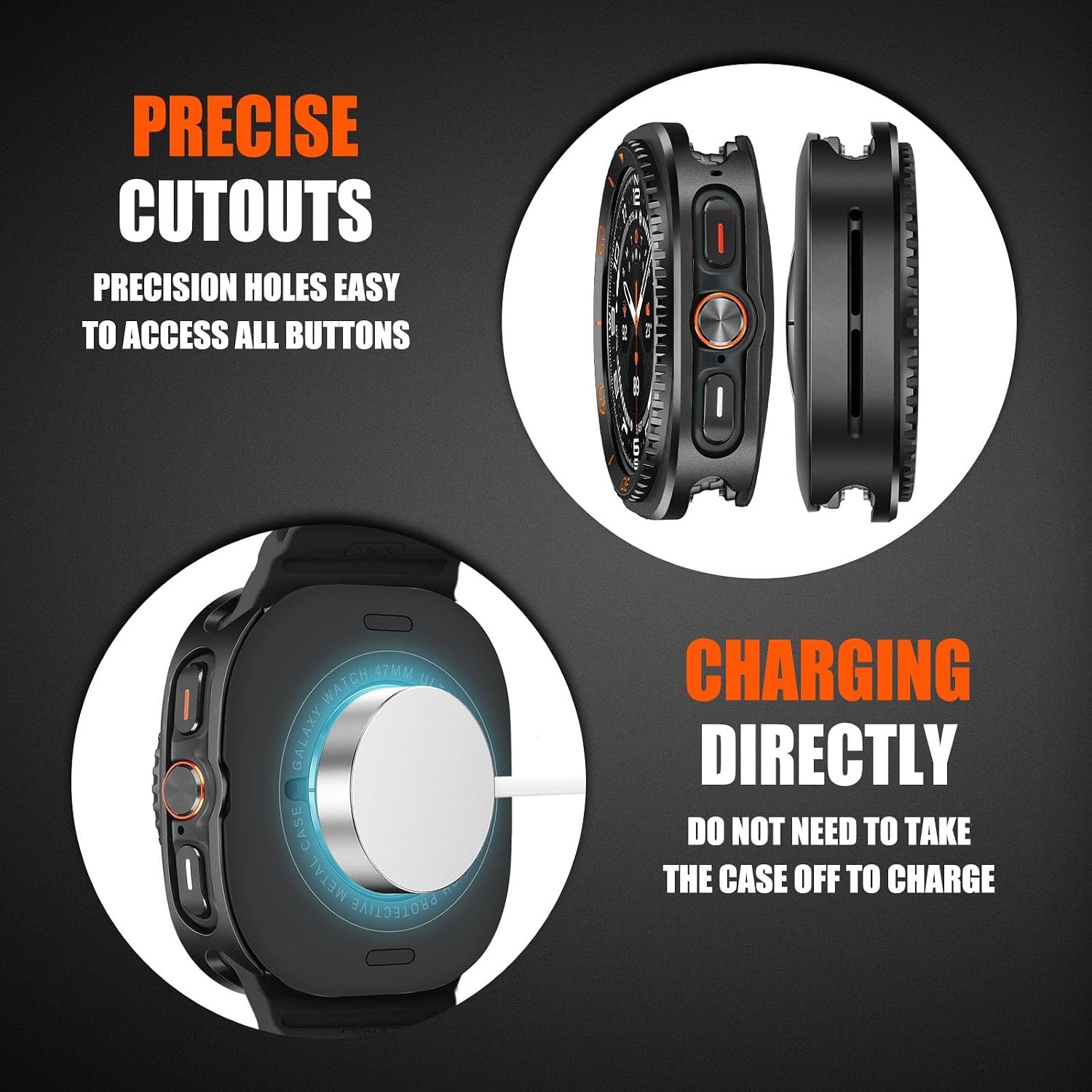 Rugged 3 in 1 Metal Case with Screen Protector for Samsung Galaxy Watch Ultra 47