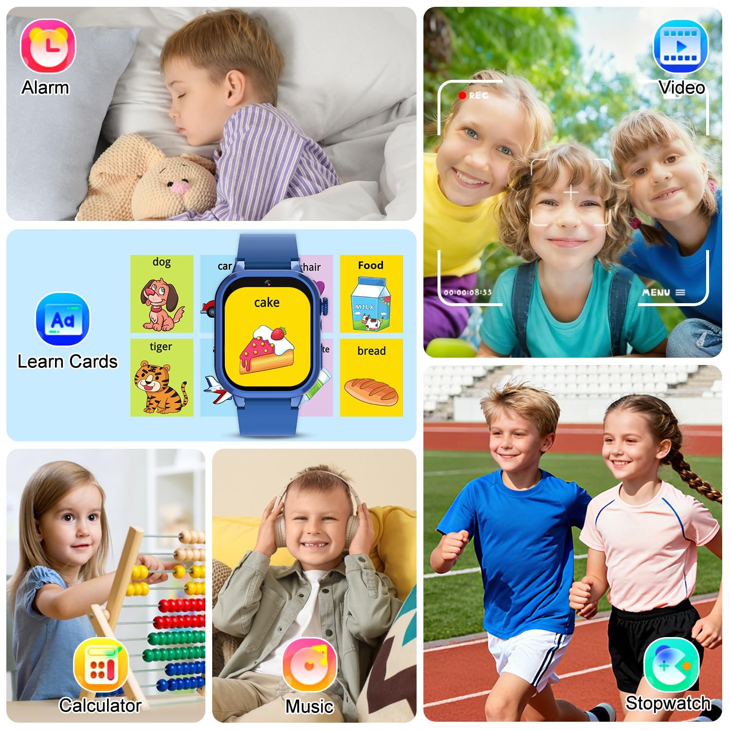 MOFGDNI Smart Watch for Kids with 39 Games, Built-in Camera, Video Recorder, Ala