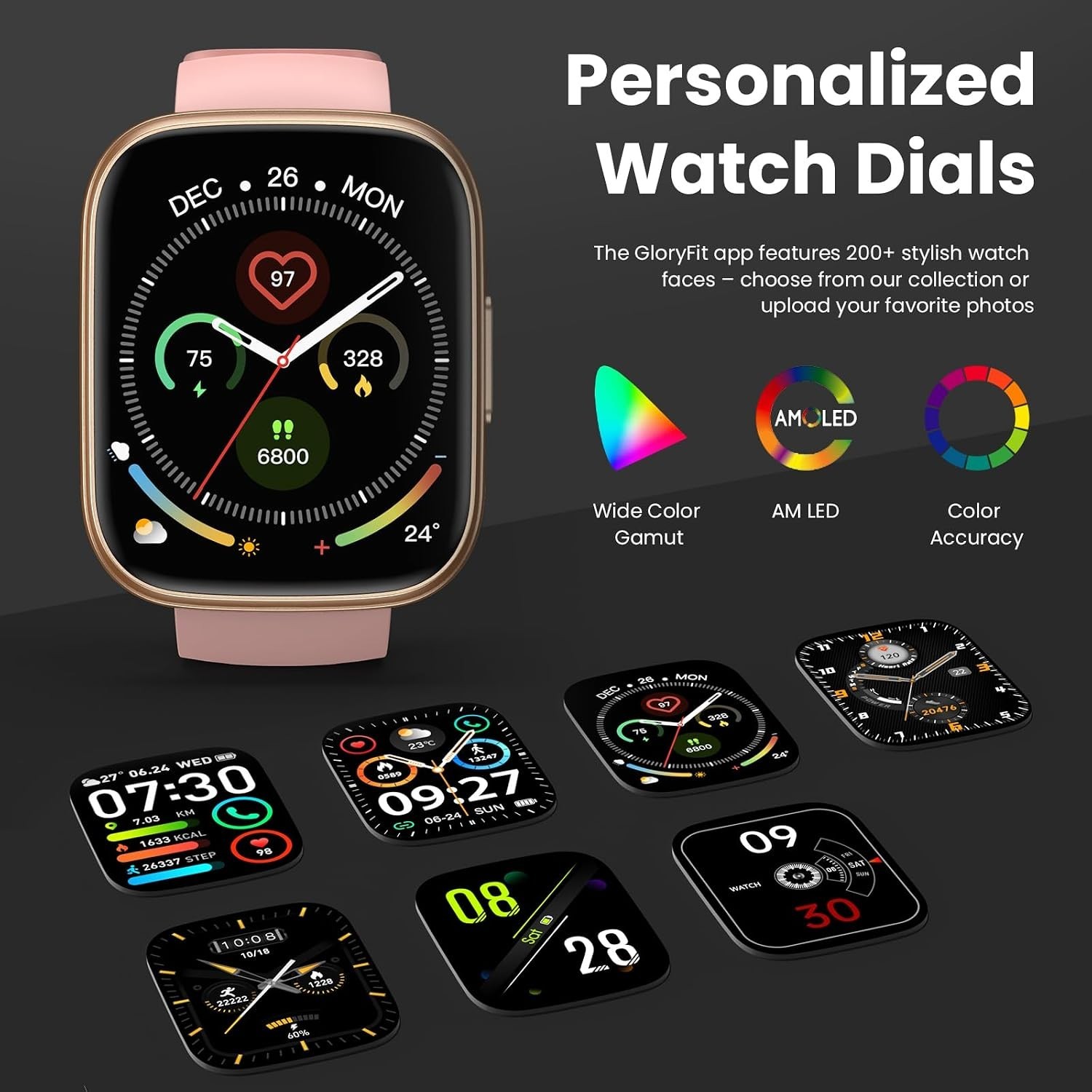 All-Day Fitness Smart Watch – 1.95″ Touchscreen & Long Battery Life, Pink