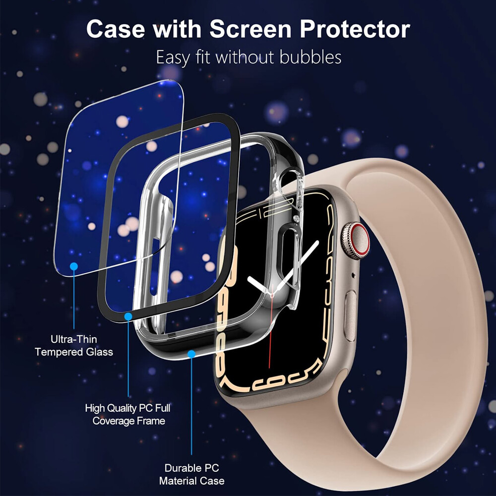 Protective Snap on Case Screen Protector Cover For Apple watch Series 7 41/45mm