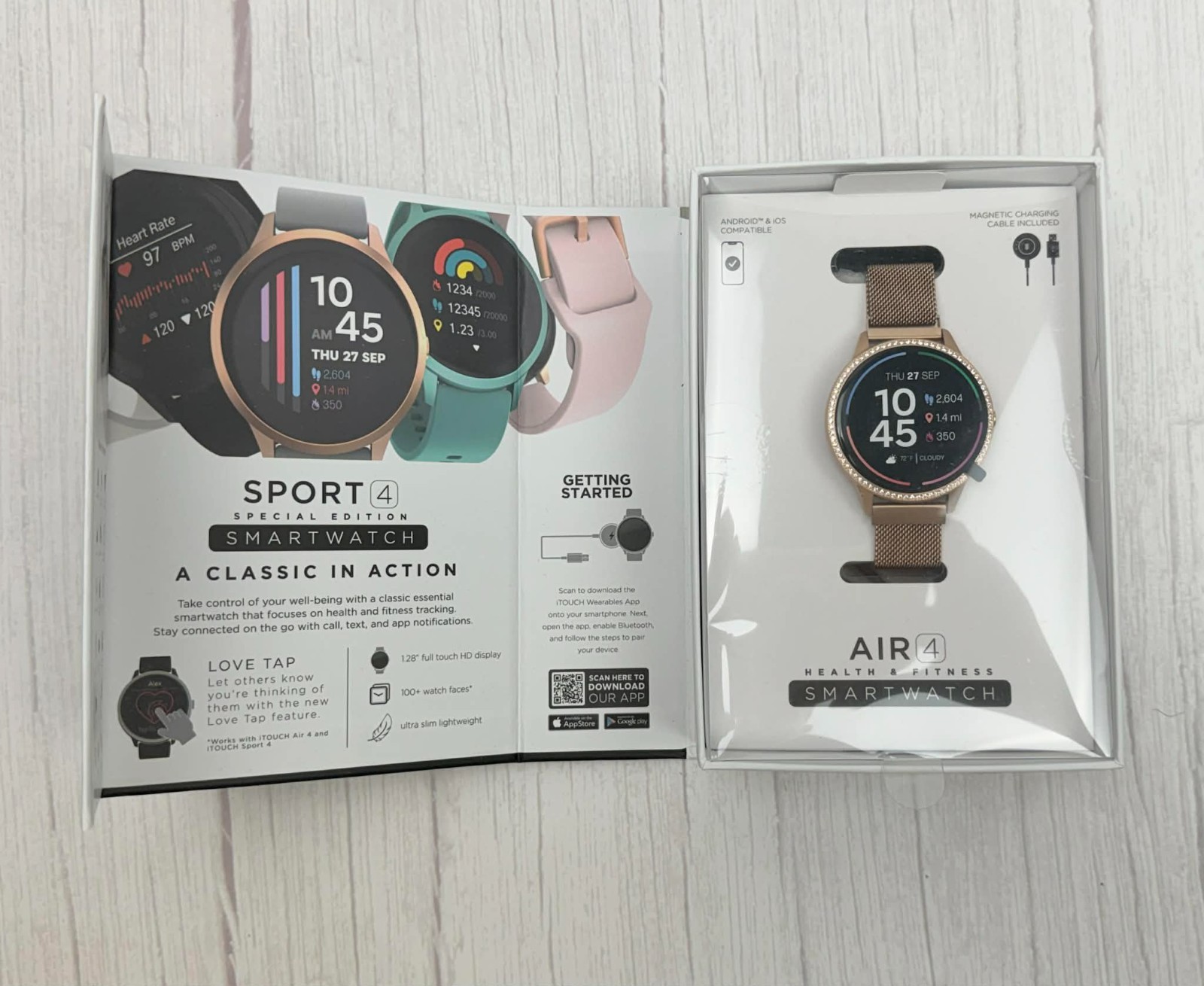iTouch Sport 4 Unisex Adult Multi-Function Rose Goldtone Smart Watch TP4E02-C29