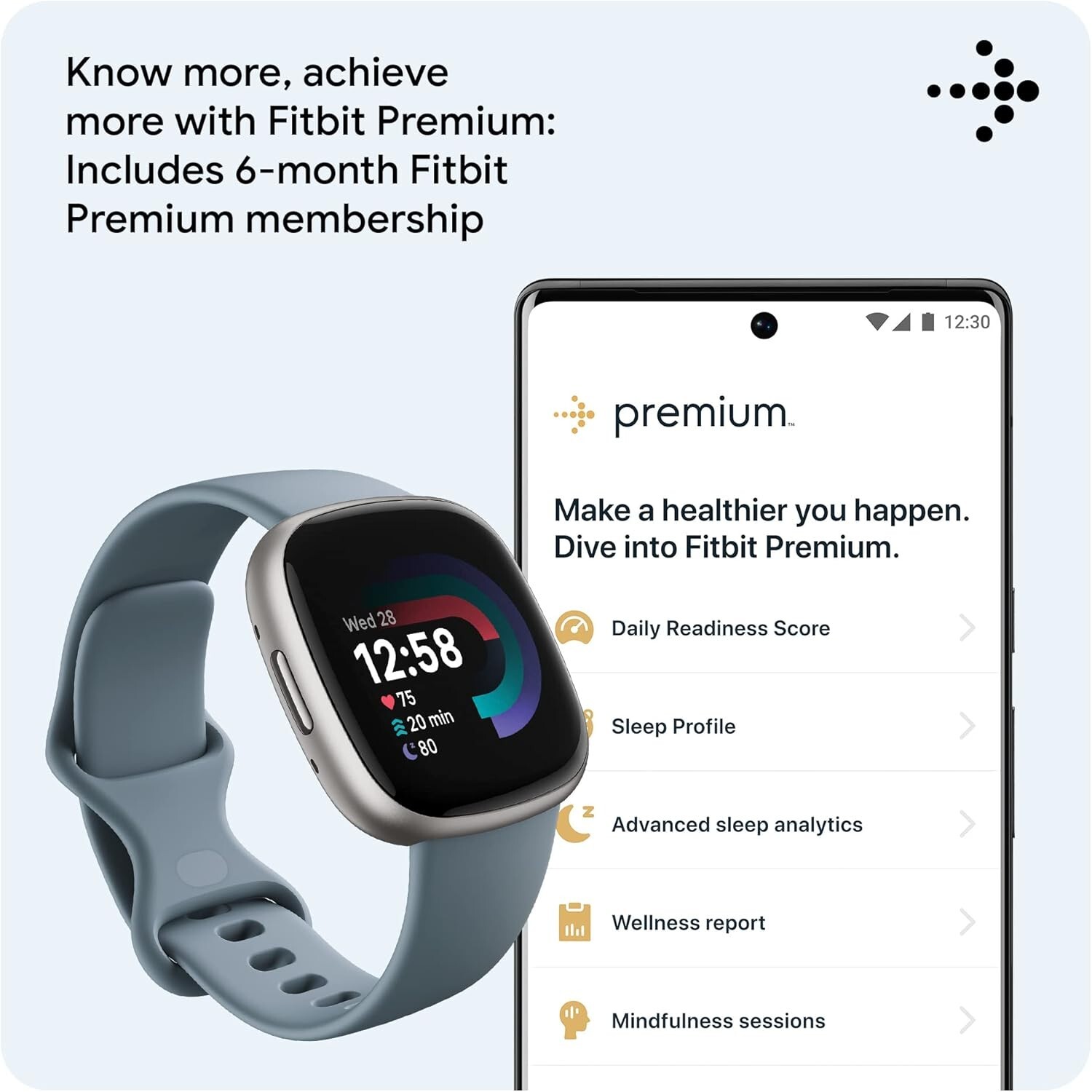 Fitbit Versa 4 Fitness Smartwatch with Daily Readiness, GPS, 24/7 Heart Rate, 40