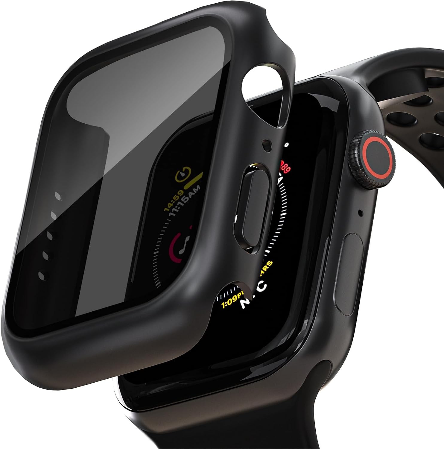 2 Pack Anti-Spy Screen Protector for 45mm Apple Watch Series 9/8/7, Privacy Case
