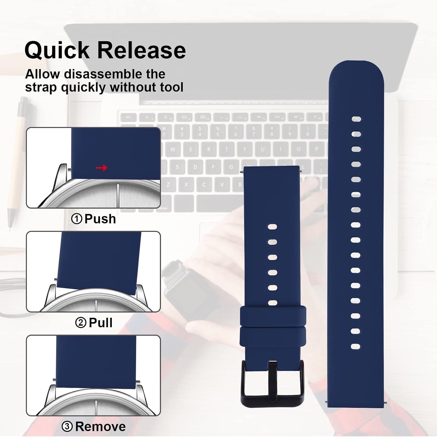 Waterproof Silicone Watch Bands for Men and Women, Soft Rubber Replacement Strap