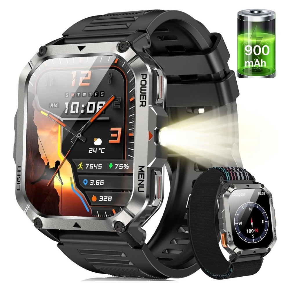 Military Smart Watch for Men Women Bluetooth 5.3 Fit for IPhone Android Open Box