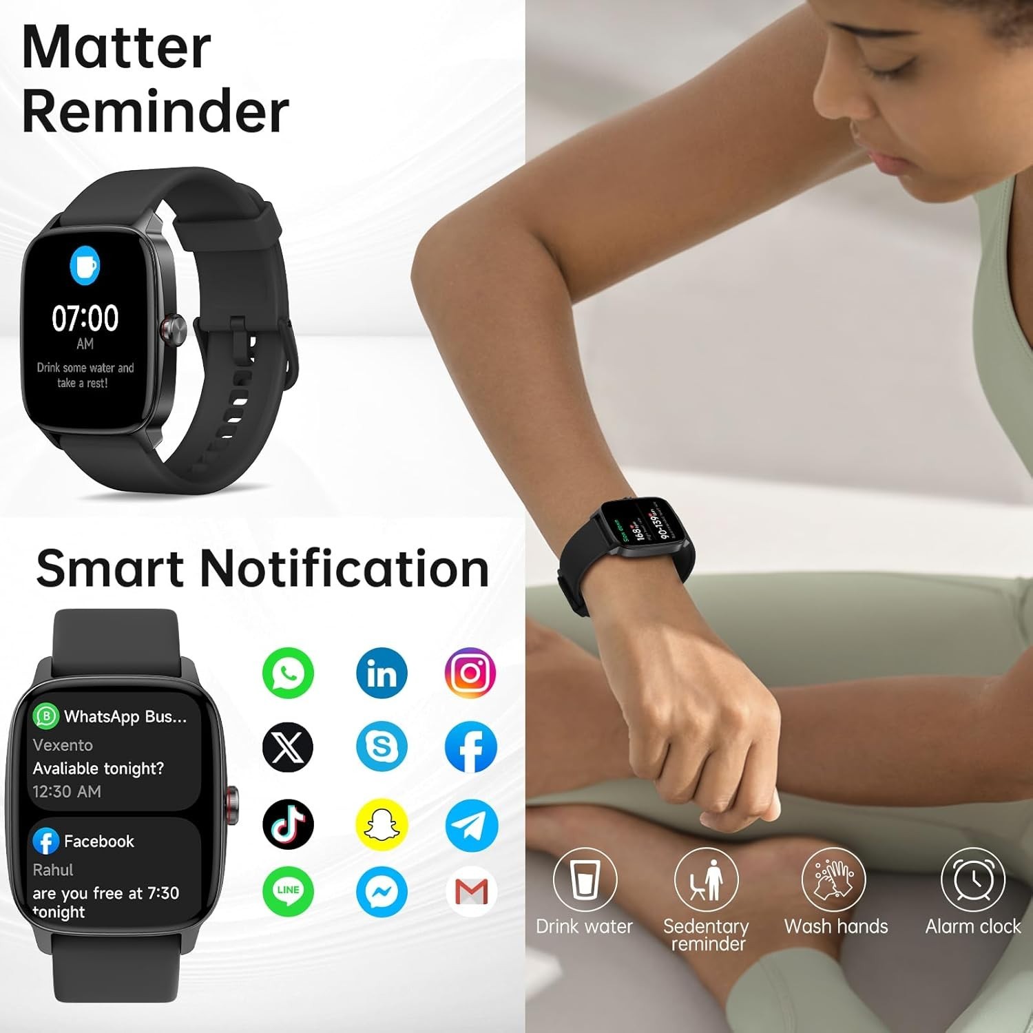 Smart Watches for Women Men with Bluetooth Call & AI Voice, 1.85″ HD Fitness