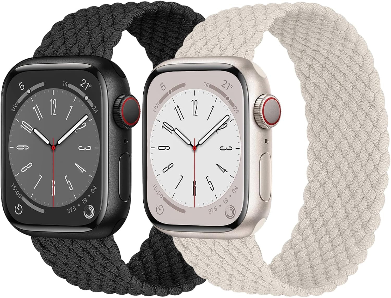 Braided Solo Loop Strap Set for Apple Watch 40mm 41mm – 2 Pack