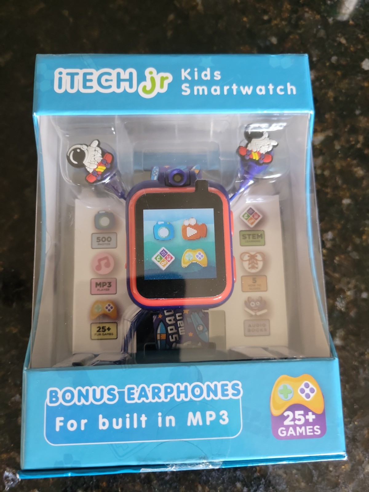 iTech Jr. Kids Smartwatch & Earphones Set Blue Space MP3 Games Audiobooks