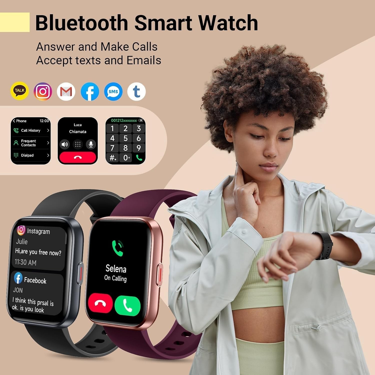 Elegant 1.8” Smartwatch for Women with Alexa – Fitness & Health Tracker