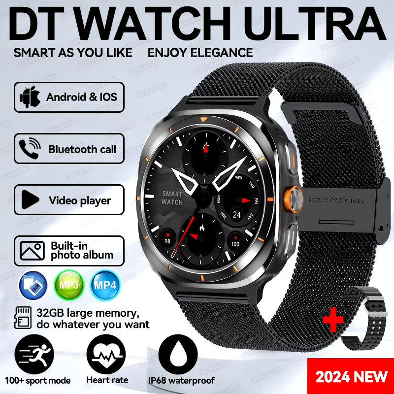 Ultra Men’s 32GB GPS Smart Watch AMOLED Screen 1.5″ Fitness & Health Tracking C