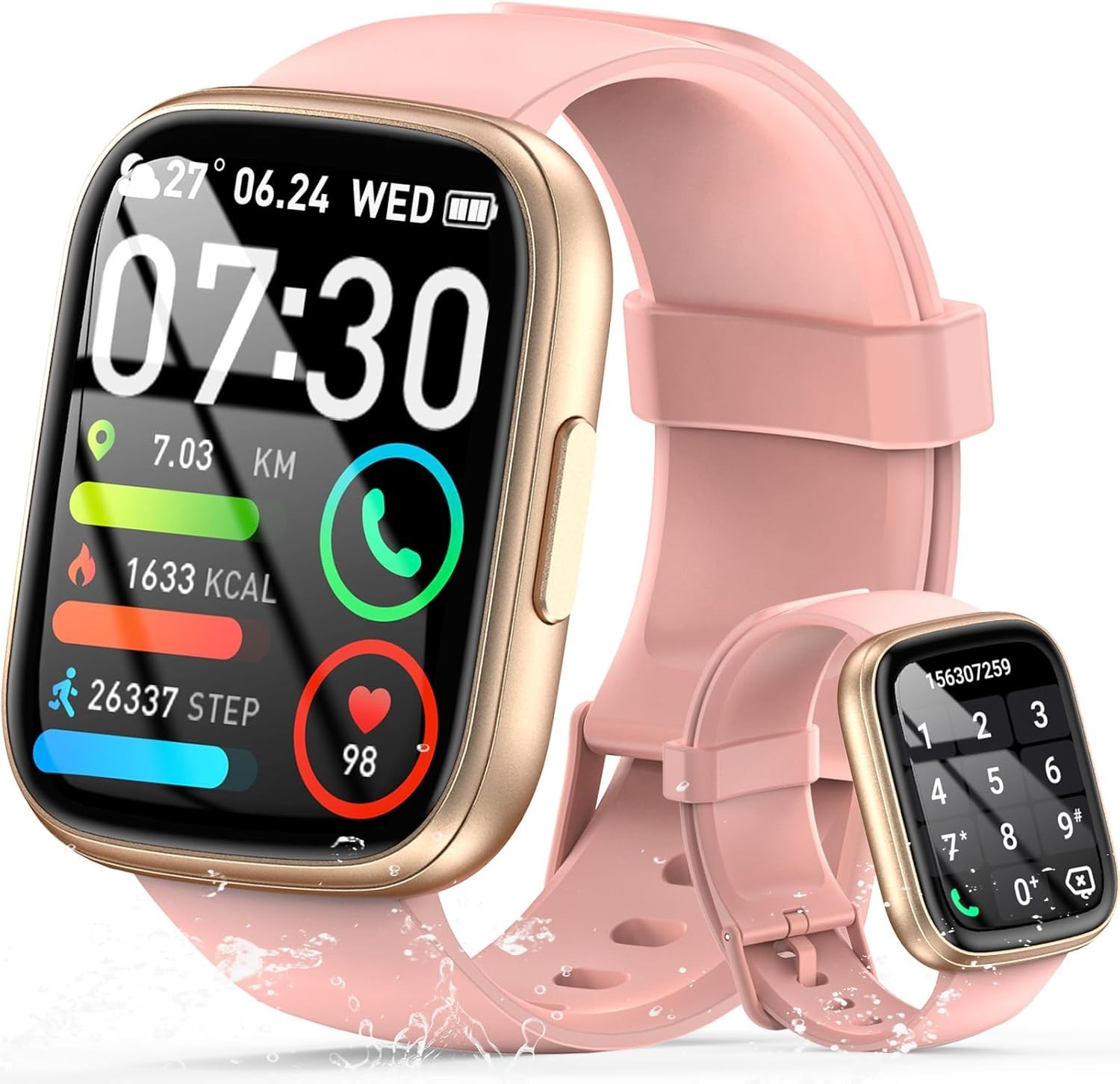 All-Day Fitness Smart Watch – 1.95″ Touchscreen & Long Battery Life, Pink