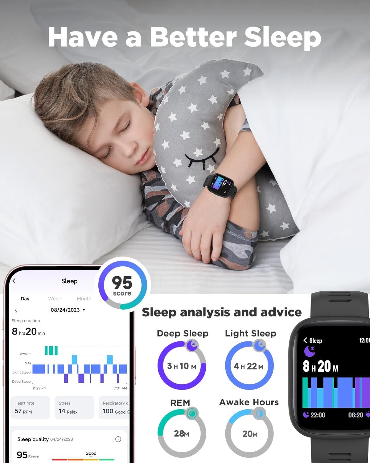Smart Watch for Kids 1.8″ Fitness Tracker Watch Pedometer Puzzle Games for Kids
