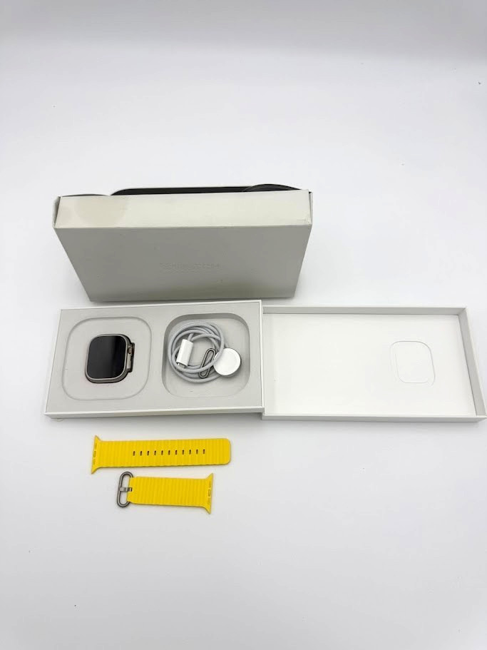 Open Box – Apple Watch Ultra 49MM Natural Titanium Yellow Ocean Band MNH93LL/A