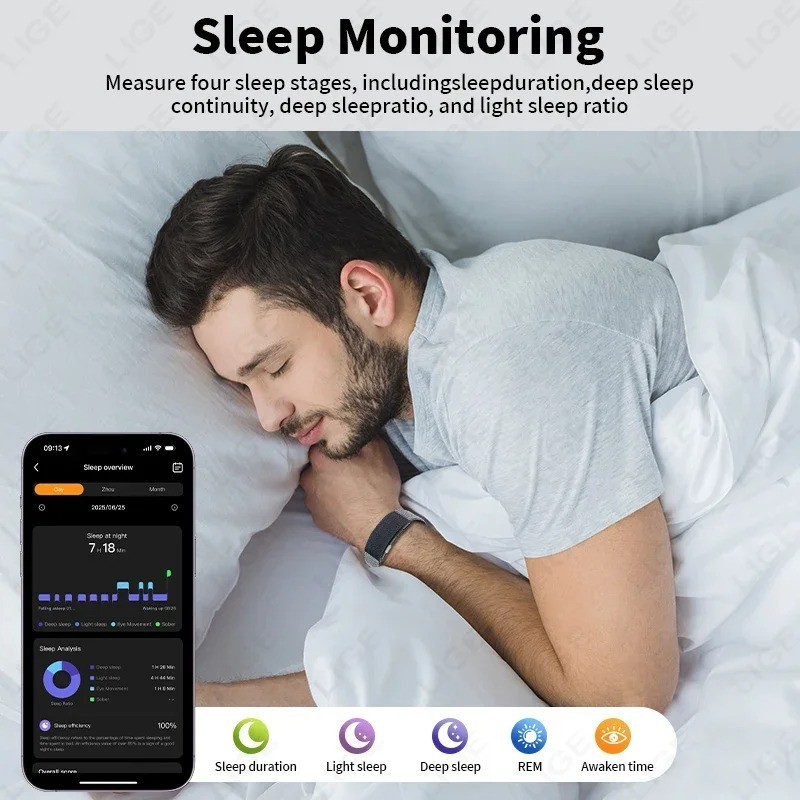 LIGE ECG Smart Watch Health Bracelet Heart Rate Blood Pressure Fitness Band