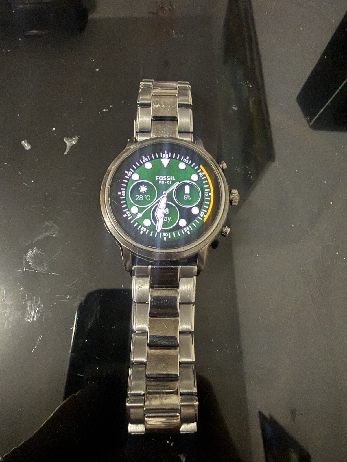 Fossil Silver Stainless Steel Smart Watch 44mm Wear OS Fitness Tracker Alarm