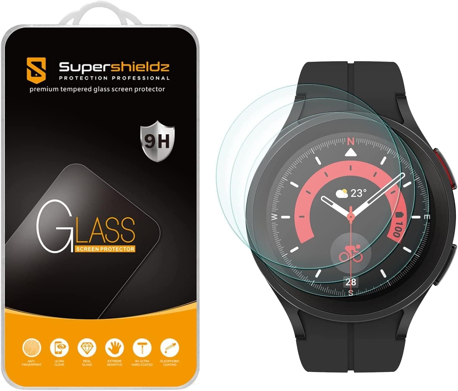3 Pack Tempered Glass Screen Protector for Galaxy Watch 5 Pro 45mm Anti Scratch