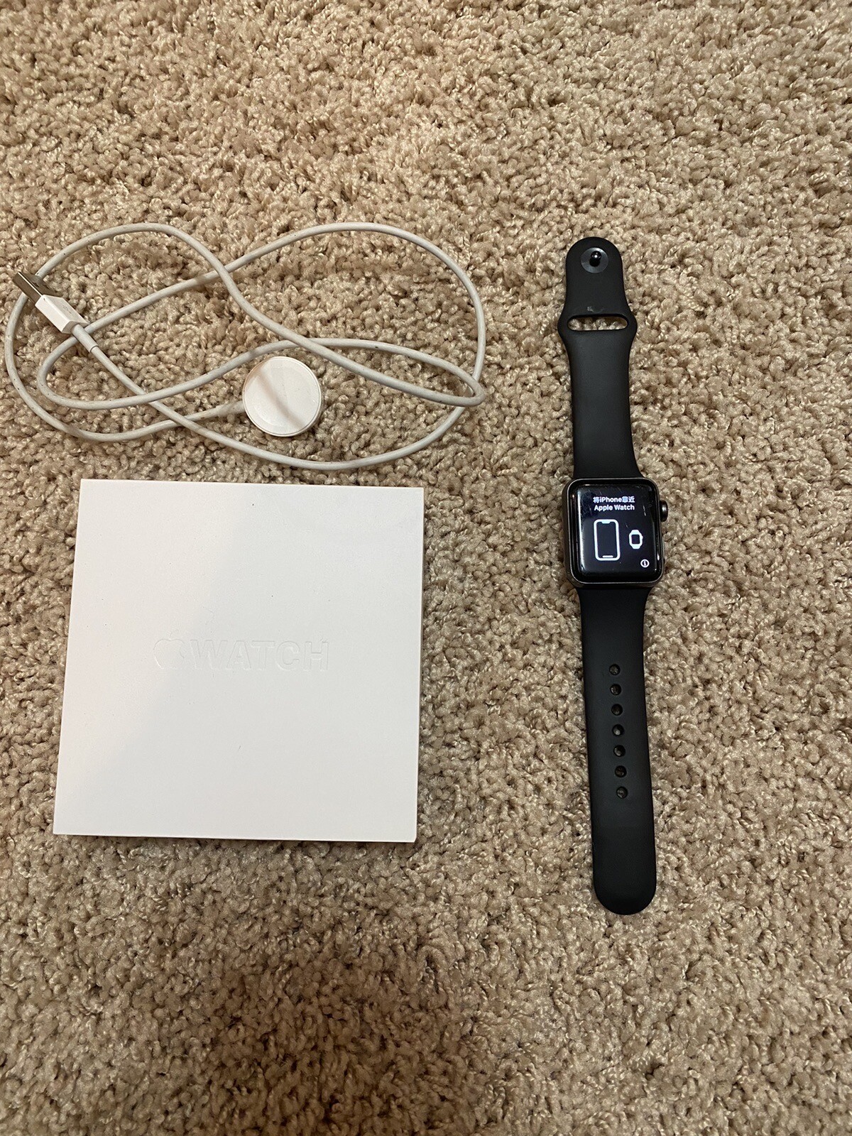 Apple Watch Series 3-38mm Space Gray Aluminum Case with Black Sport Band