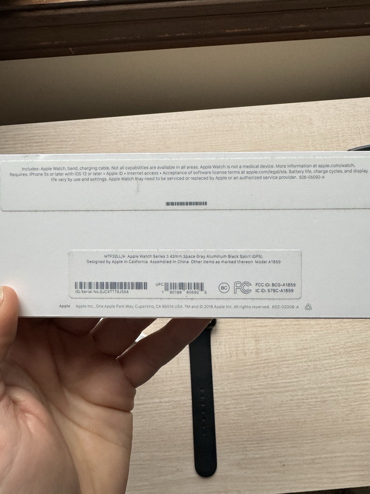 Apple Watch Series 3 42mm Space Gray Aluminum Case with Black Sport Band