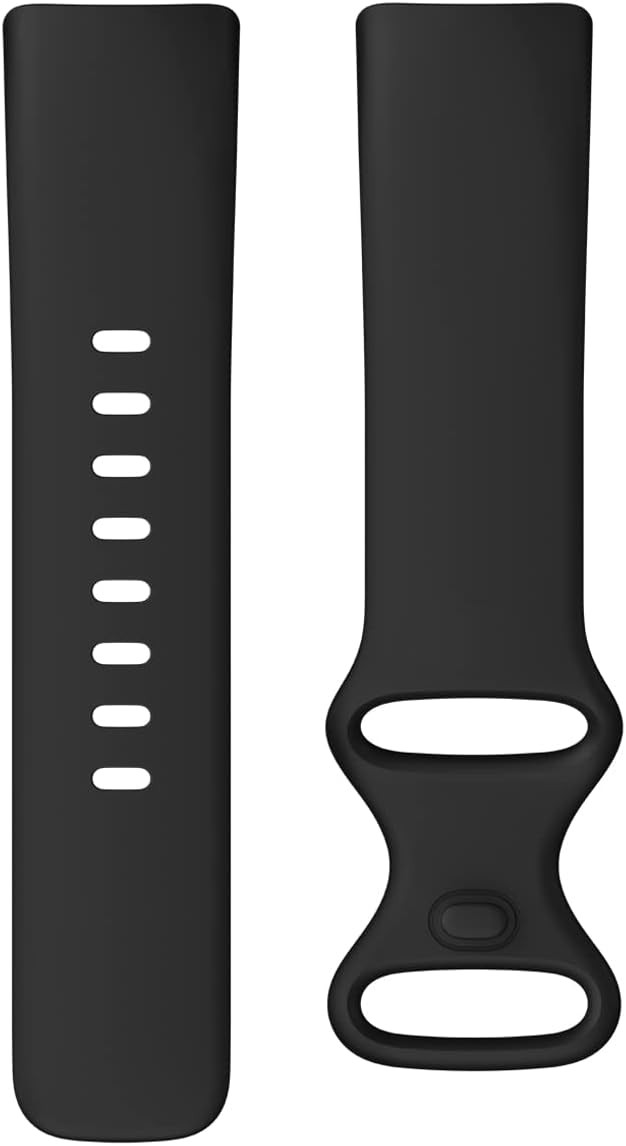 Silicone Strap Compatible with Fitbit Charge 5/6, Large, Black