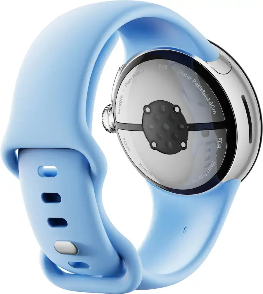 Google Pixel Watch 2 Wi-Fi 41mm Silver Aluminum Case Blue Band GA05032-US